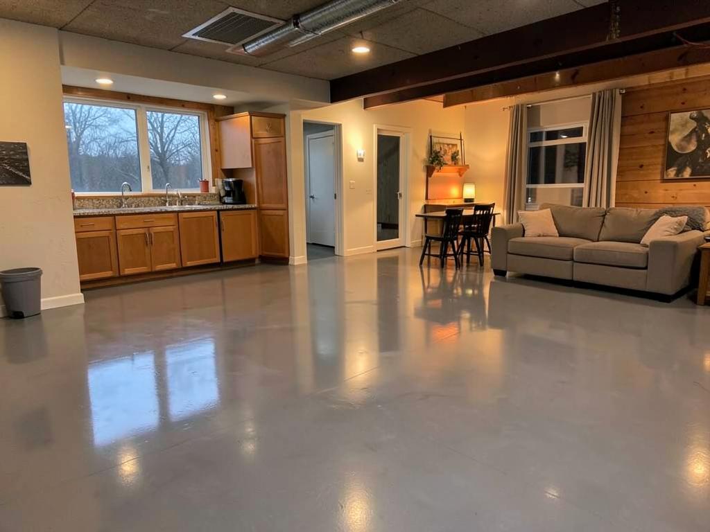 Polished concrete basement floor