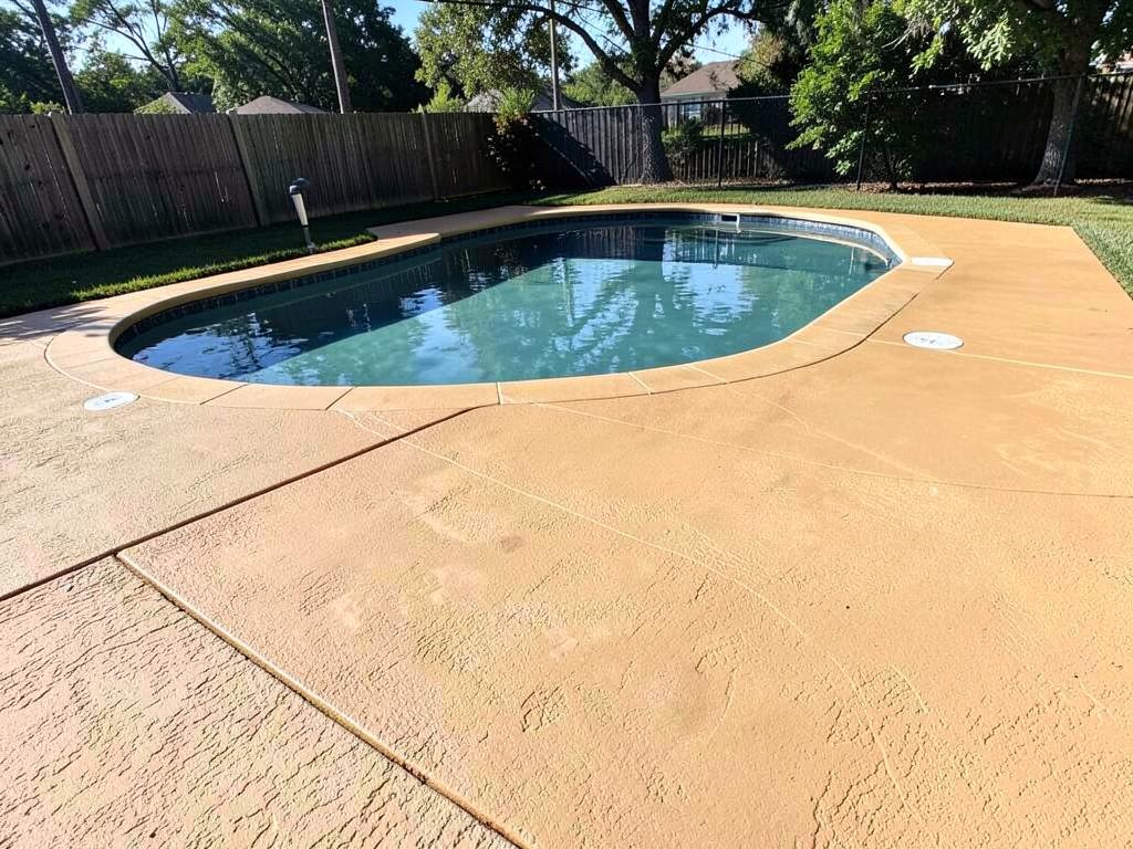 Coated concrete pool deck